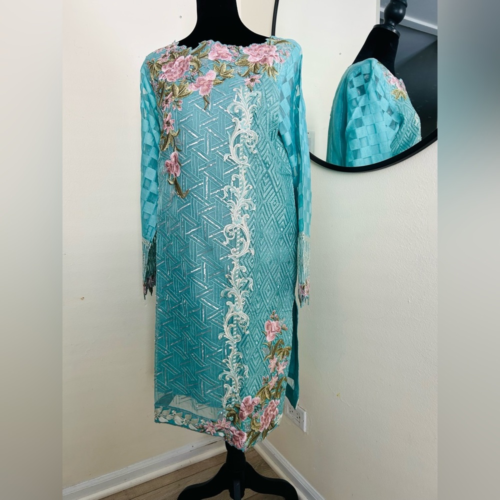 Lush BrandElegant Floral Embroidered Dress - Blue